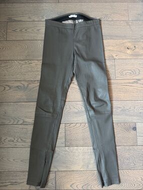 Vince Grey Leather Leggings